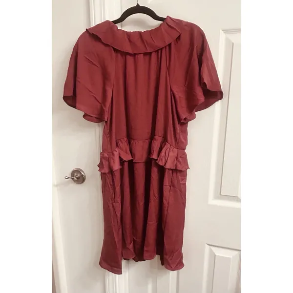 NWT Old Navy Women’s Medium Rust Red Ruffle Tiered Dress - Image 7