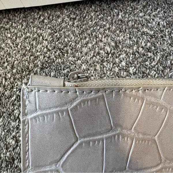 Zara Women’s Gray Croc‎ Like Texture Wallet With Silver Chain - Image 10