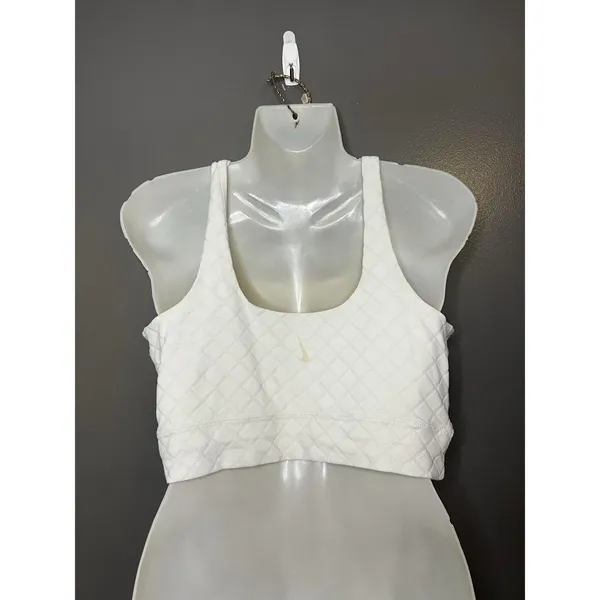 Nike Dri-FIT Sports Bra Womens Large White Diamond Knit Racerback Stretch - Image 4