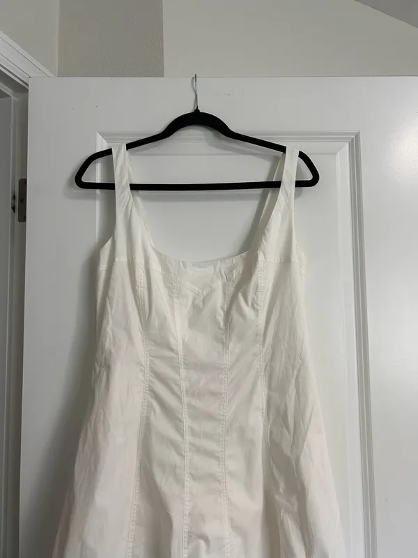 New Showpo Kristi Midi Dress Scoop Neck Fit And Flare Dress In Off White Size M - Image 7