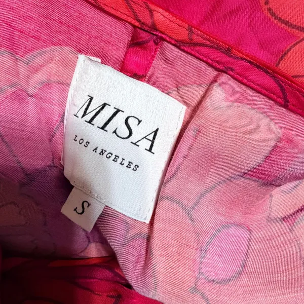MISA Los Angeles Psychedelic Floral Wrap Maxi Dress Pink Red Orange V-Neck Boho - Image 11
