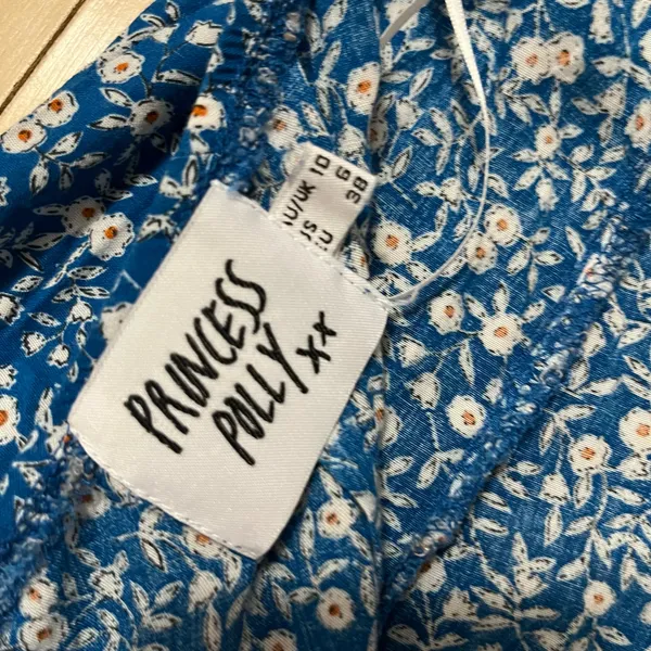Princess Polly Georgia Blue Floral Sleeveless Mini Dress Sz 6 Cottagecore - Image 4