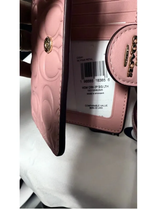 NEW Coach Signature Leather Medium Corner Zip Wallet Pink Petal CZ341 NWT - Image 7