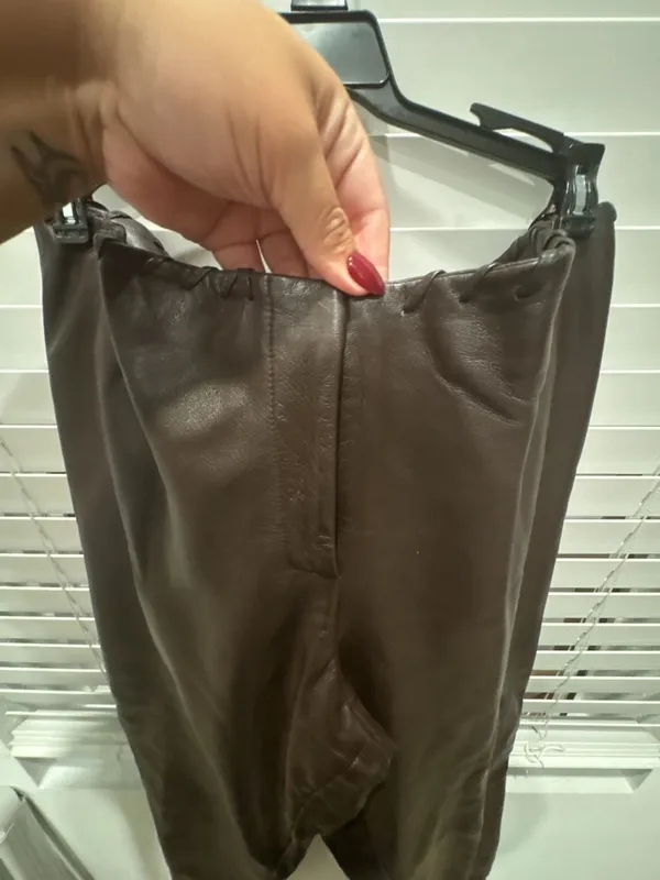 Vintage Brown Leather Pants Brown Leather Size 14 - Image 2