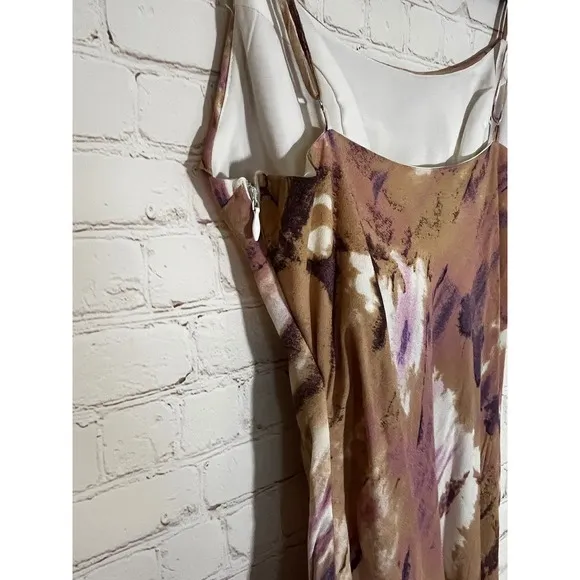 Hello Molly Tiara Fun Maxi Dress‎ Mauve Abstract Satin Slip Wedding Guest Sz 4 - Image 7