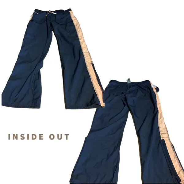 Nike Blue And Pink Partial Zipper Leg Drawstring Waist Track Pants (M) - Image 12