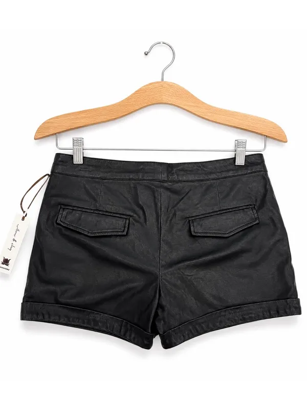 Willow & Clay Black High-Waist Faux Leather Shorts - Image 3