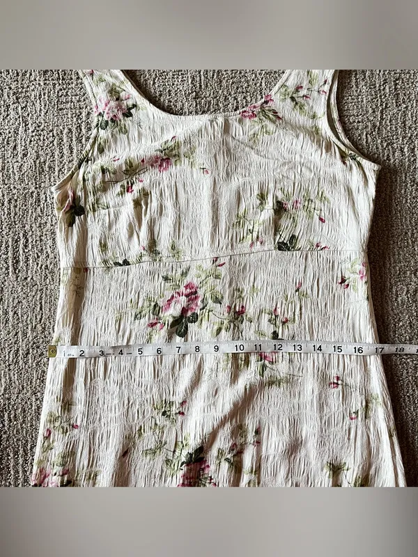 Dress Barn Vintage Sleeveless Cream Floral jacquard Midi Dress with Pink Roses - Image 8