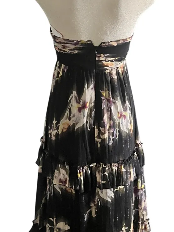 Lulus Black Floral Strapless Tiered Maxi Dress Fits Like a XS (no size tag) NWOT - Image 7