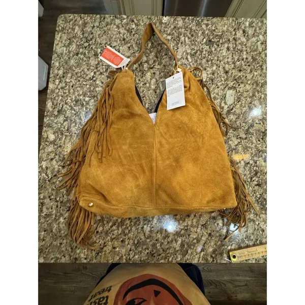 Divina Firenze Fringe Suede Leather Hobo Bag Southwestern Festival Boho - Image 2