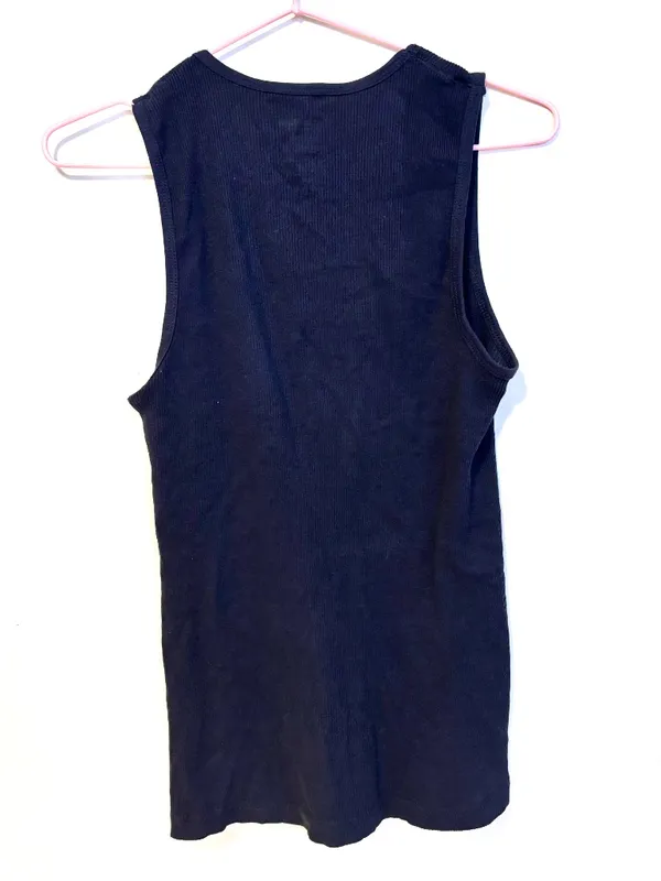 True Religion Cotton Blend Ribbed Tank Top Navy Blue Womens Size Medium - Image 2