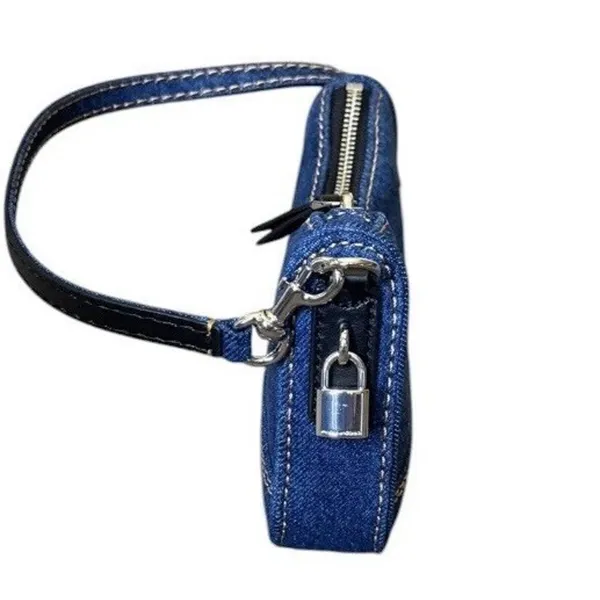 NWT Marc Jacobs Mini Drifter Denim Baguette Convertible Shoulder Bag Blue Y2K - Image 6
