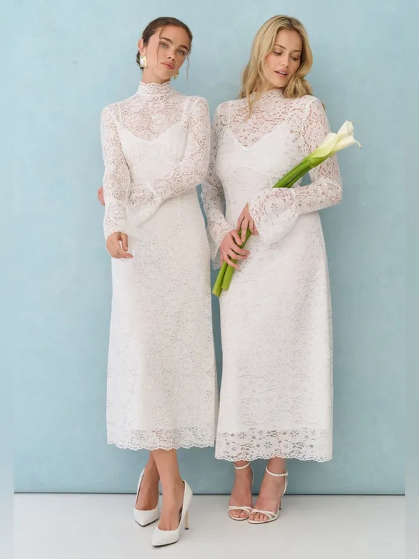 NWT Few Moda x Little White Looks Jen Dress size 8 white Lace bridal ivory - Image 6