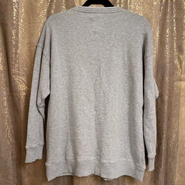 Aerie Lace Up Oversized Relaxed Crew Sweatshirt Heather‎ Gray XS NWOT - Image 2
