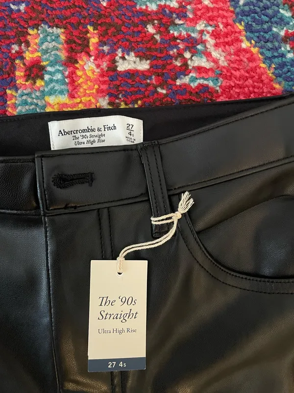 Abercrombie Leather Pants Vegan 90s Straight Ultra High-Rise - Image 2