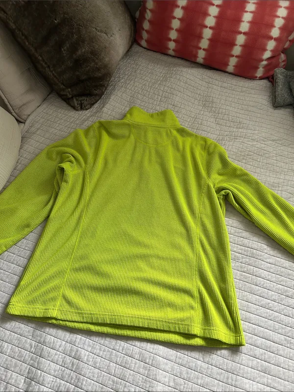 Tek gear Y2K Vtg bright chartreuse grid fleece quarter zip pullover XL - Image 9