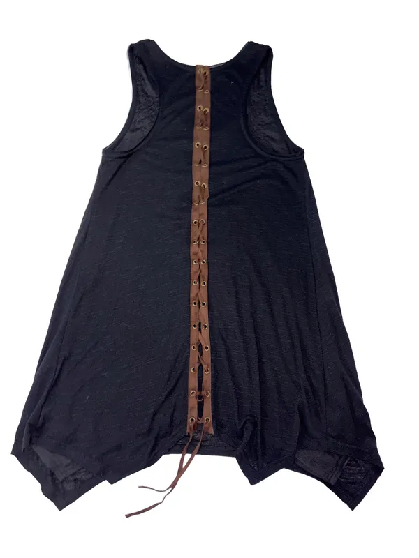 Miss Me Black Embellished Lace Up Back Handkerchief Mini Dress - Image 4