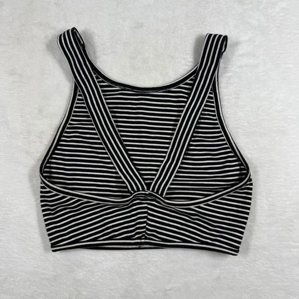 Brandy Melville Womens Striped‎ Cropped Tank Top Black White Scoop Neck XS - Image 7