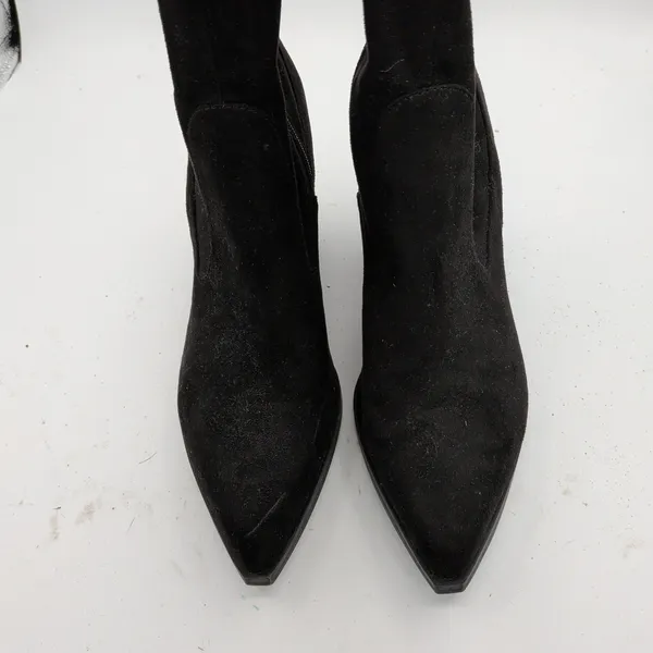 Marc Fisher Renn Black Faux Suede Over The Knee Block Heel Pointed Toe Boots 9M - Image 3