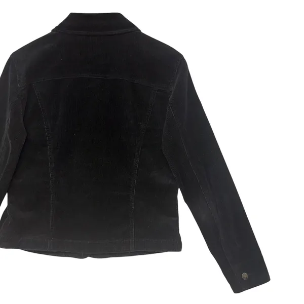 Black Corduroy Button Up Trucker Cotton Jacket Moto Edgy Comfy Streetwear Size M - Image 9