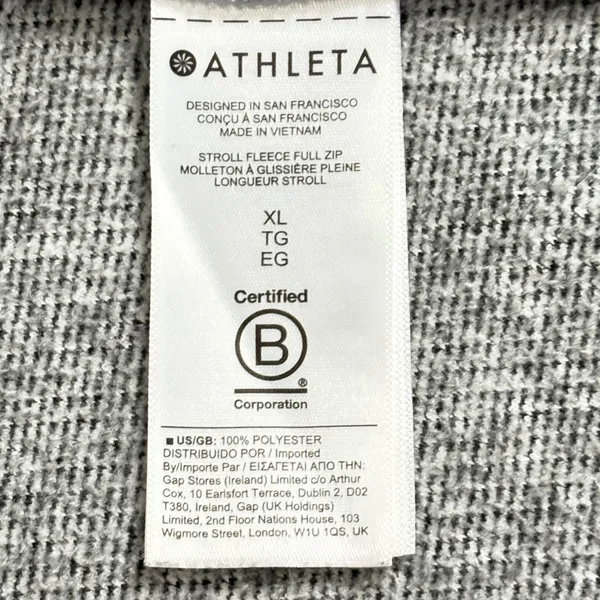 Athleta Stroll Fleece Full Zip‎ Jacket Heathered Grey XL Mock Neck Activewear - Image 8