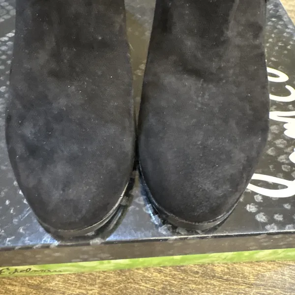 SAM‎ EDELMAN Louie Ankle Boot Black Suede Western Fringe, Zip, Women's Size 10 - Image 4