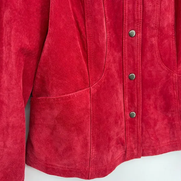 Coldwater Creek Y2K Suede Jacket Sz M Red Boho Western Snaps Cottage Ranchcore - Image 4