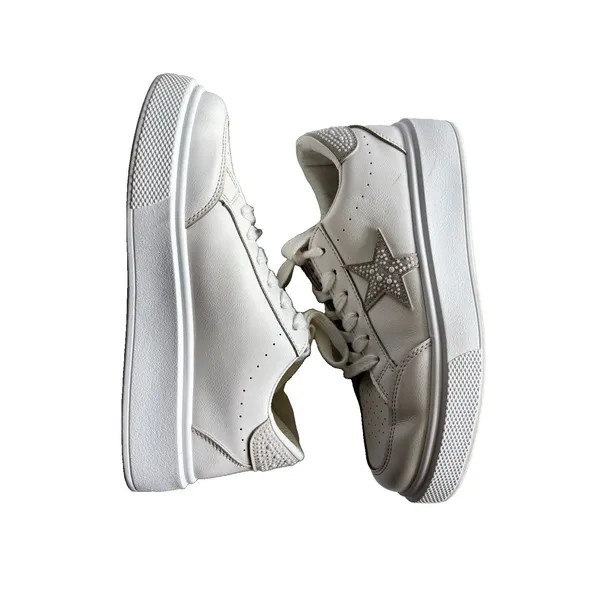 Vintage Havana Women Size 8 White Pearl Studded Star Platform Sneakers Low Top⁠ - Image 9