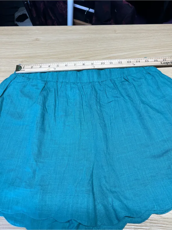 Umgee USA Teal Linen Blend Scallop Hem Shorts Size XL NWT - Image 9