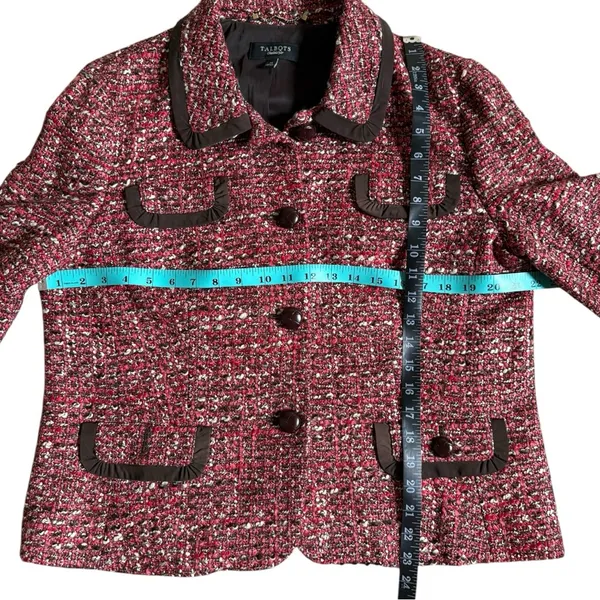 Talbots Blazer Womens Size 14 Red Black Tweed Preppy Old Money Office Casual - Image 4
