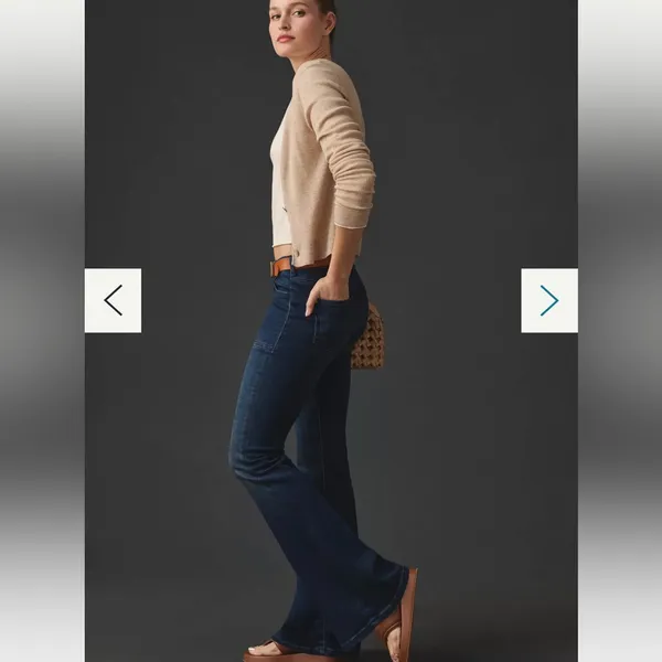 Anthropologie Pilcro The Icon Low-Rise Flare Jeans in Dark Wash - Image 3
