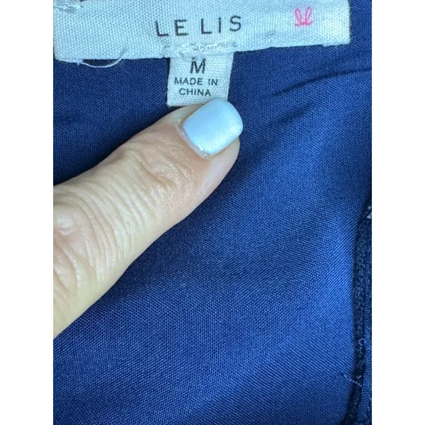 Le Lis Navy and White Pinstripe V-Neck Sheath Column Dress‎ Size Medium Business - Image 8