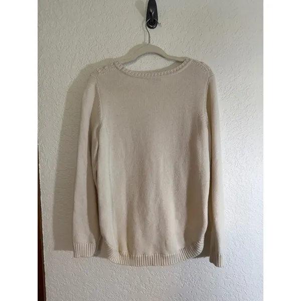 C. Wonder Sweater Cream M Womens Cable Knit Wool Blend Pullover - Image 10