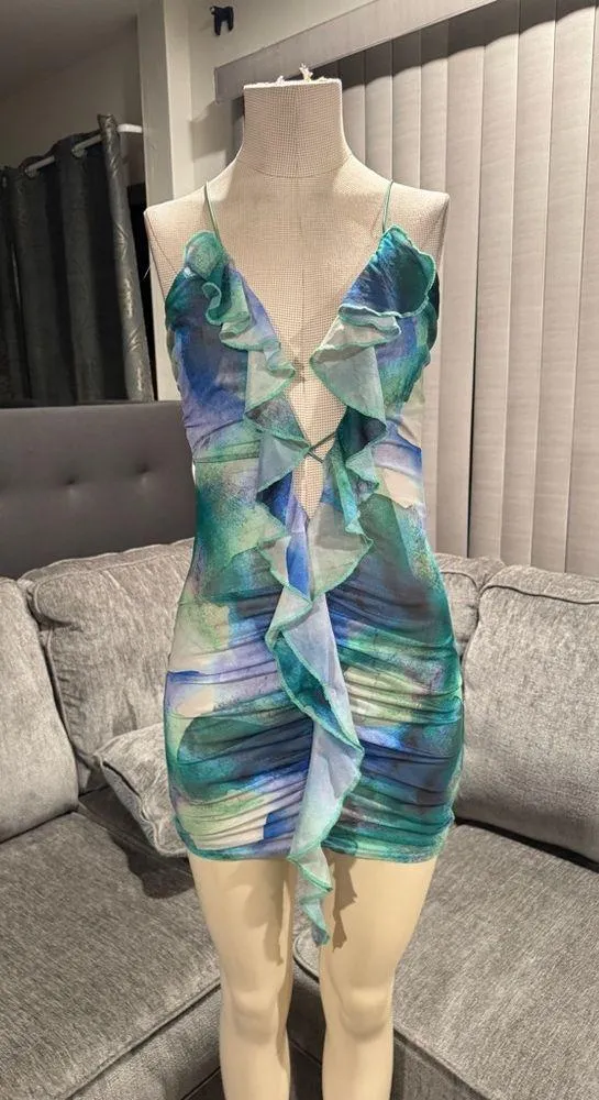 🌸AMTIOUS mesh blue mini dress ✨ - Image 2