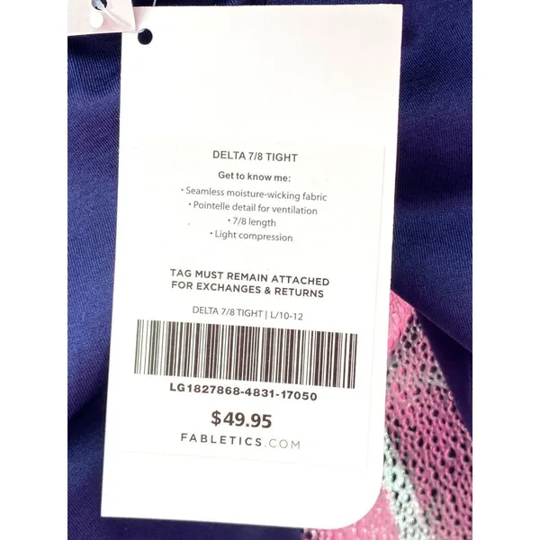NWT New FABLETICS Women's DELTA‎ 7/8 TIGHT Navy BREATHABLE FABRIC LEGGINGS L - Image 5