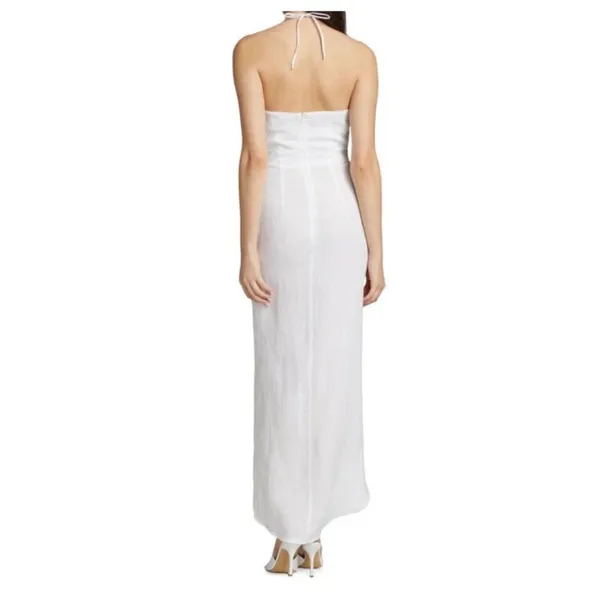 NWT Rumer Estelle Sleeveless Strappy Halter Maxi Dress Front Cutout L White - Image 5
