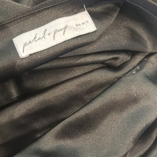 PETAL & PUP NADIA One-Shoulder Satin Maxi Dress Black 8 NWOT - Image 9