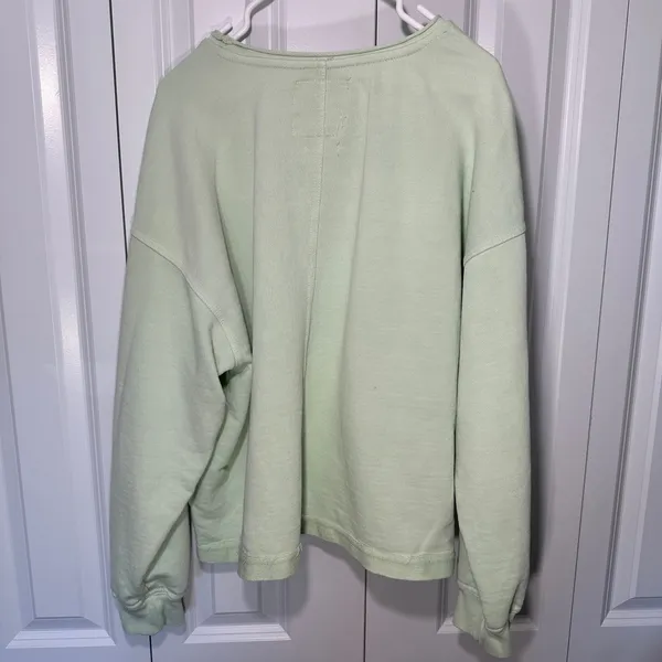 C&C California Sweatshirt‎ Womens Large Mint Green Sunwashed Cropped Seam Detail - Image 2