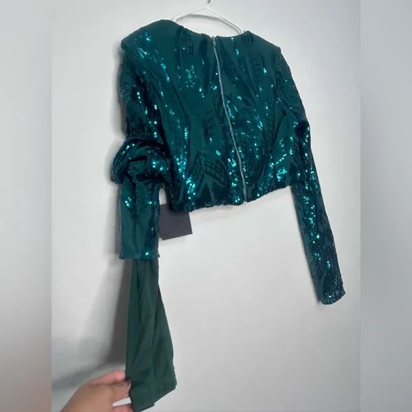 Lulus women’s size M Emerald Sequin Strapless Dress & Matching Top Set NWT(E8)✨ - Image 13