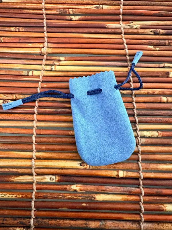 Mikimoto Powder Blue Suede Drawstring Jewelry Pouch - Image 2