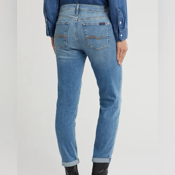 Seven For All Mankind Josephine Squiggle Button Fly Slim Straight Denim‎ Jeans - Image 2