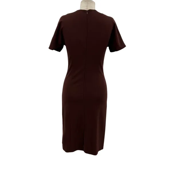 Ottod'Ame Cocoa Sheath Dress Pencil V-Neck Short Sleeve‎ Brown Size US 4 - Image 10