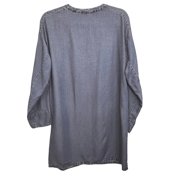 Zara Basic Long Sleeve Denim Shift Tunic Dress Shoulder Zip Blue Womens Size S‎ - Image 5