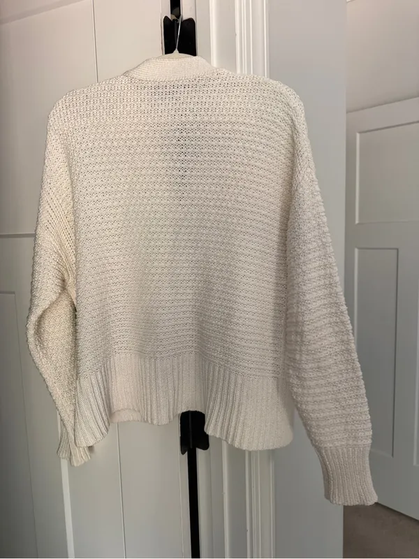 Brochu Walker Sia Ivory Chunky Knit Button-Front Cardigan Sweater - Image 5