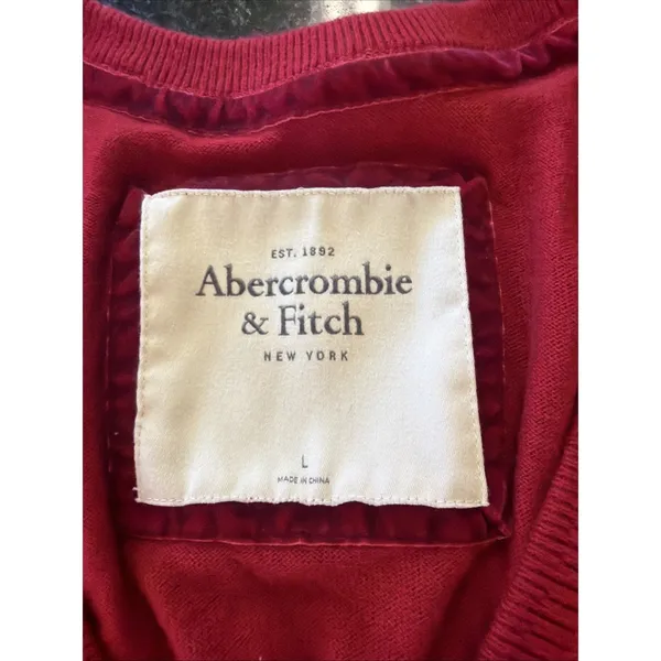Abercrombie And‎ Fitch Womens Red Sweater Sz L V-neck Y2K Vibes Slim - Image 3