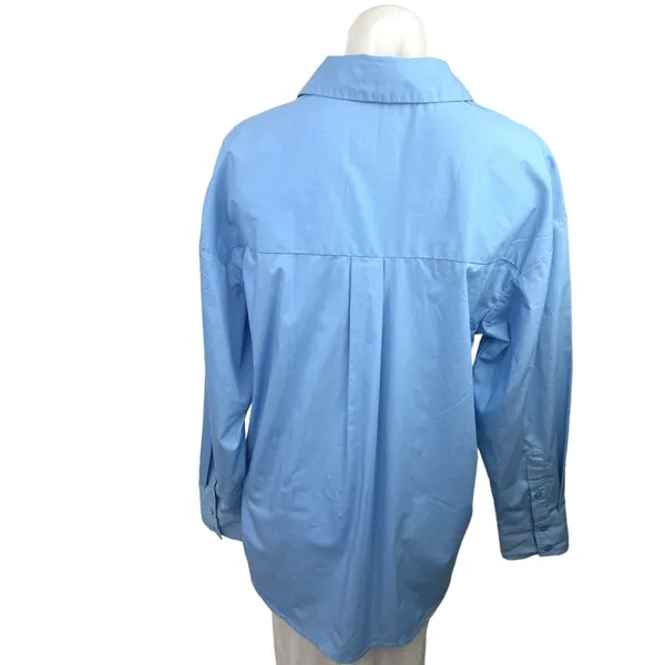 Abercrombie & Fitch Blue Collared Long Cuffed Sleeve Oversized Shirt Top Size S - Image 2
