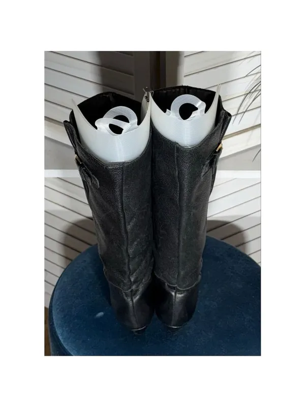 Vintage Pirate Style Knee High Boots Genuine Leather Black Size 7 - Image 4