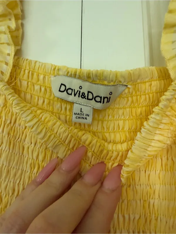 DAVI & DANI Yellow Smocked Tiered Sundress with Ruffle Straps - Image 4