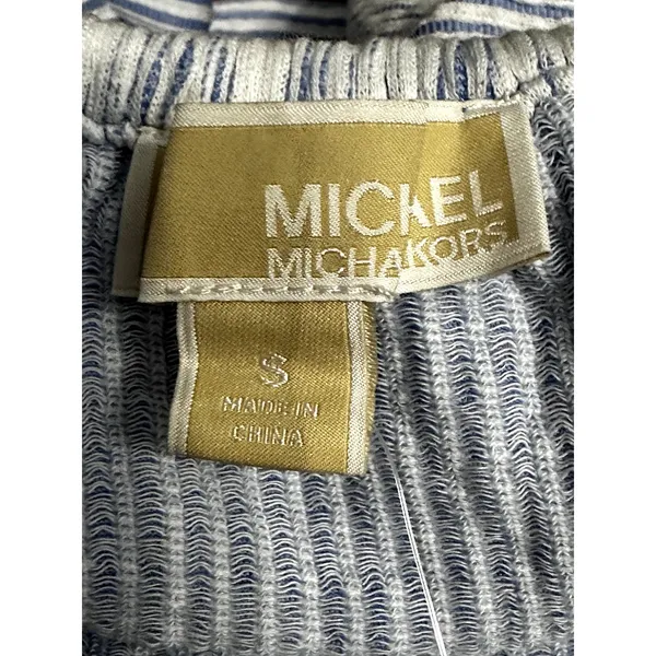 Michael Kors Women's Blue/White Striped Off Shoulder Ruffled Dress S NWT - Image 9