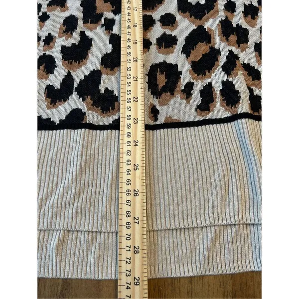 New Directions Sweater, Knit, Animal Print / Leopard, Oversized Small - Image 7